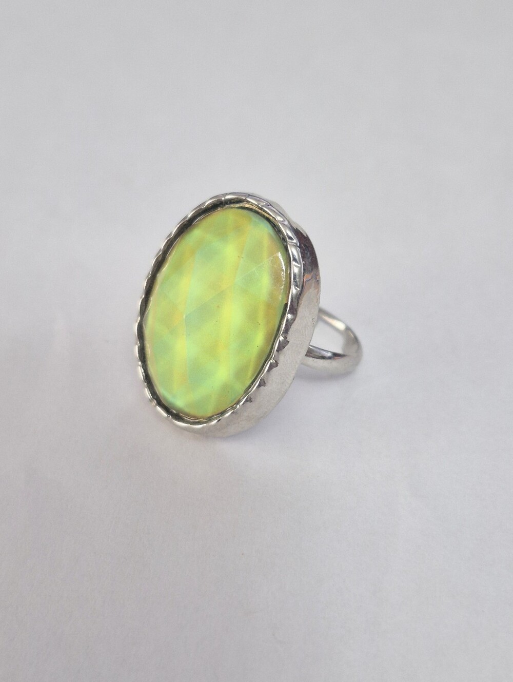Adjustable Mood Ring Large Oval Color Changing Stone Silver Tone